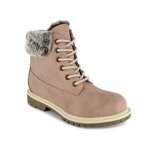 Unionbay Womens Mason Blush Faux Fur-Lined Lace-Up Boots Size 6.5 NEW